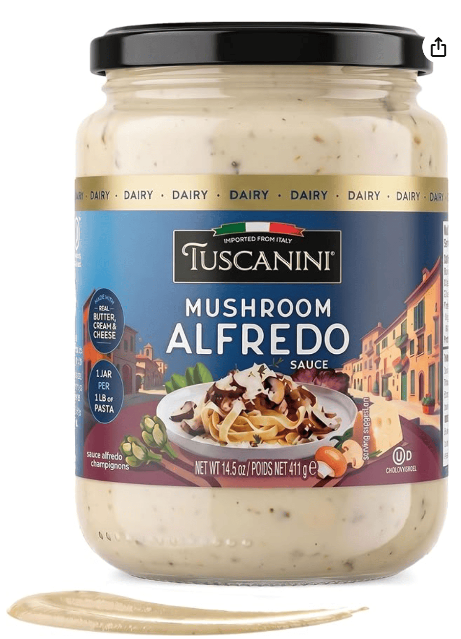 Tuscanini Mushroom Alfredo Sauce — kosher dairy Cholov Yisroel pasta sauce