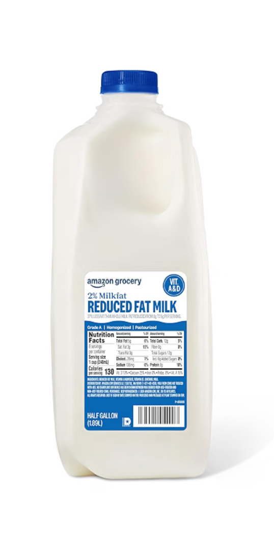 Amazon Grocery 2% Reduced Fat Milk Half Gallon — kosher dairy milk on Amazon