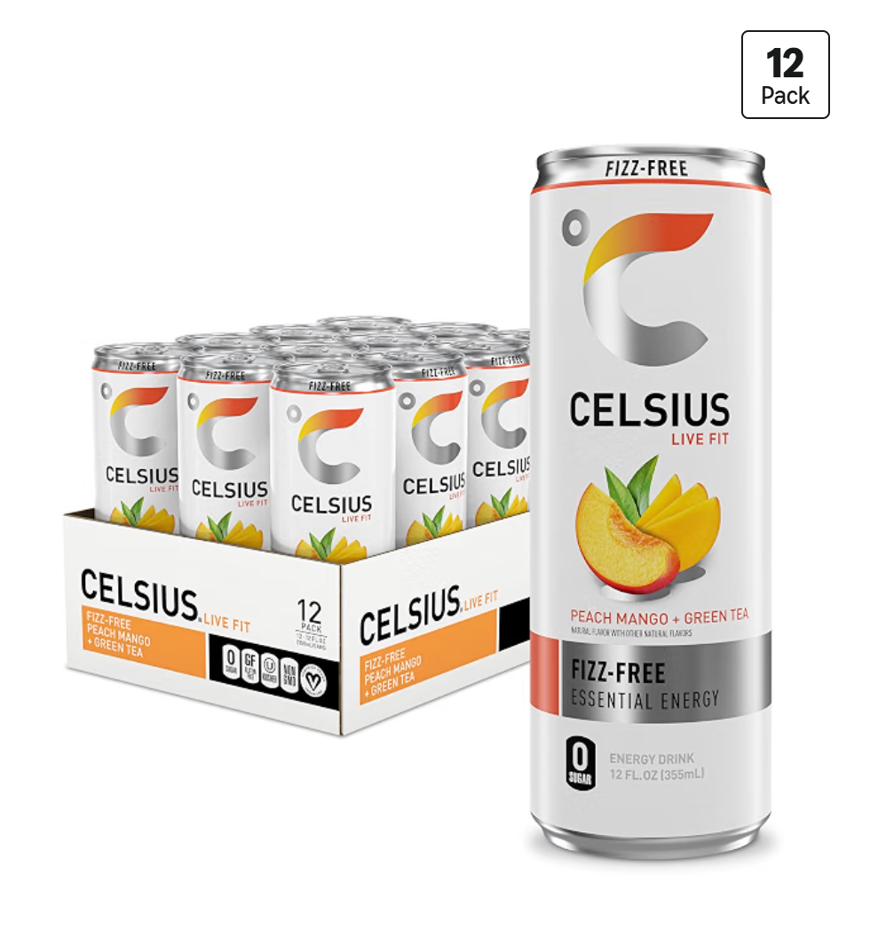 CELSIUS Fizz Free Peach Mango Green Tea — kosher energy drink on Amazon