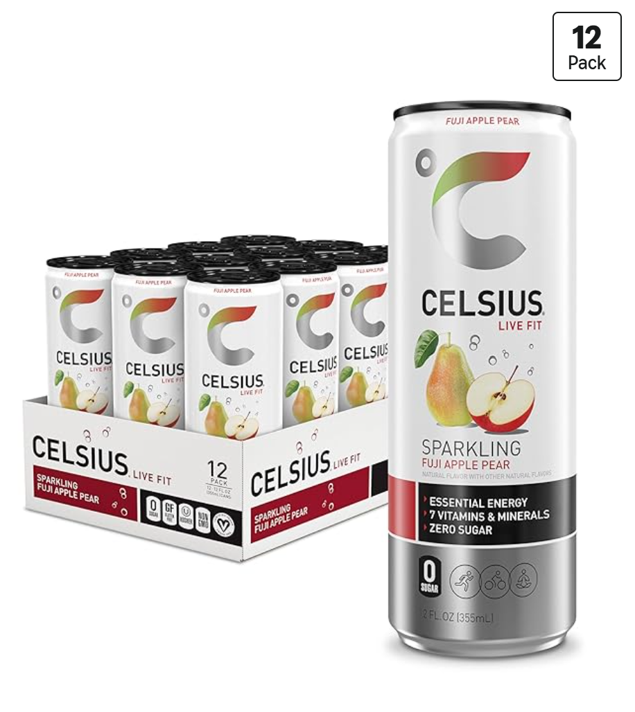 CELSIUS Sparkling Fuji Apple Pear — kosher energy drink on Amazon