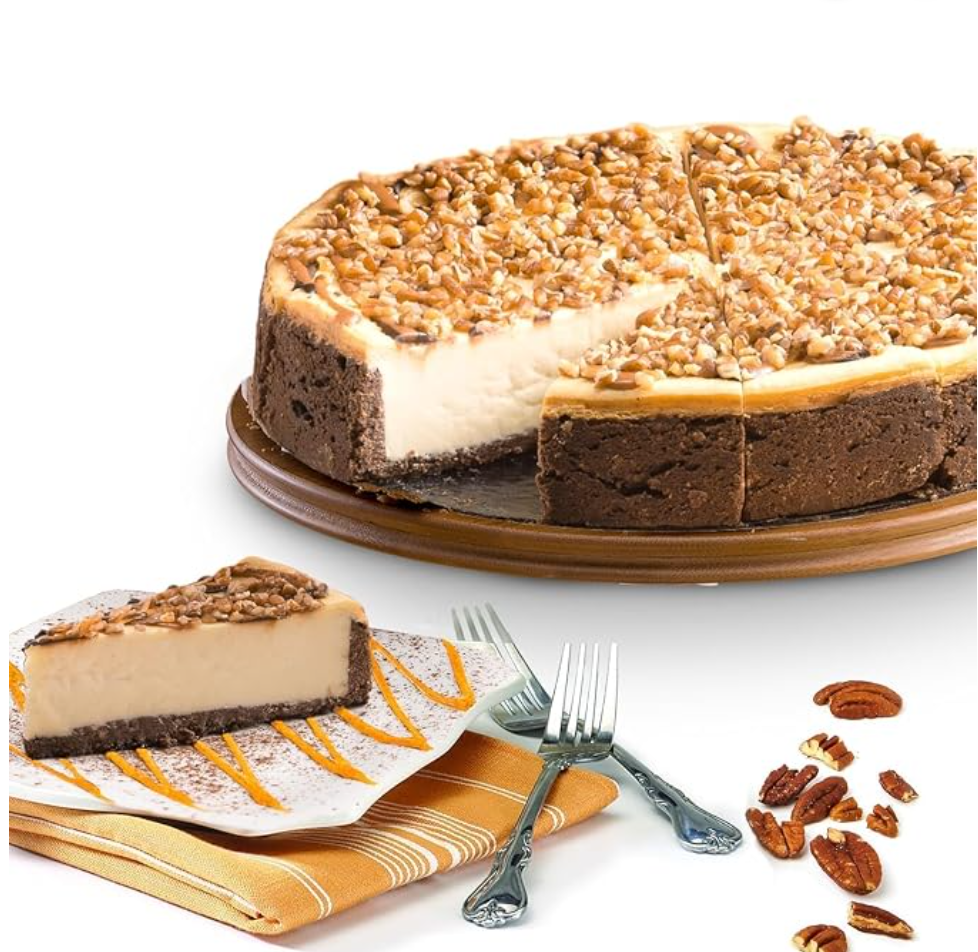 Davids Cookies Chocolate Caramel Pecan Cheesecake — kosher cheesecake for Hanukkah