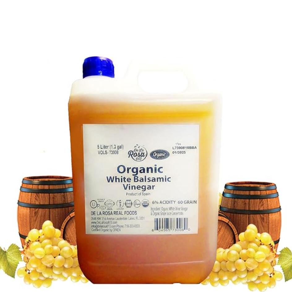 De La Rosa Organic White Balsamic Vinegar — kosher for Passover white balsamic vinegar, family-size container