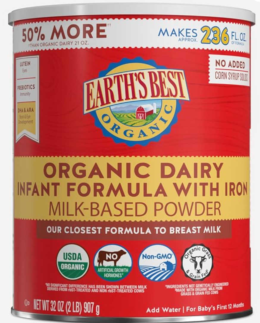 Earth's Best Organic Baby Formula for Babies 0-12 — kosher baby formula on Amazon