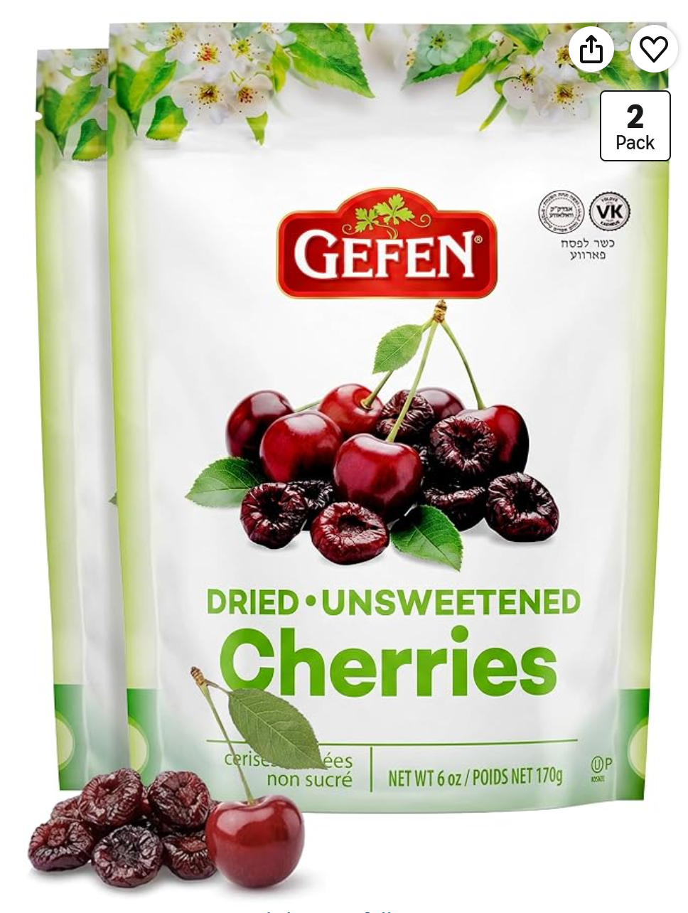 Gefen Unsweetened Dried Cherries — kosher for Passover