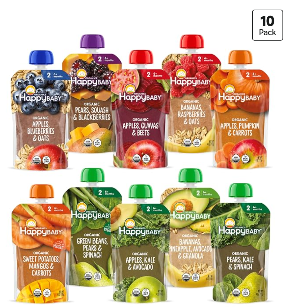 Happy Baby Clearly Crafted Baby Pouches Variety Pack — kosher baby food on Amazon