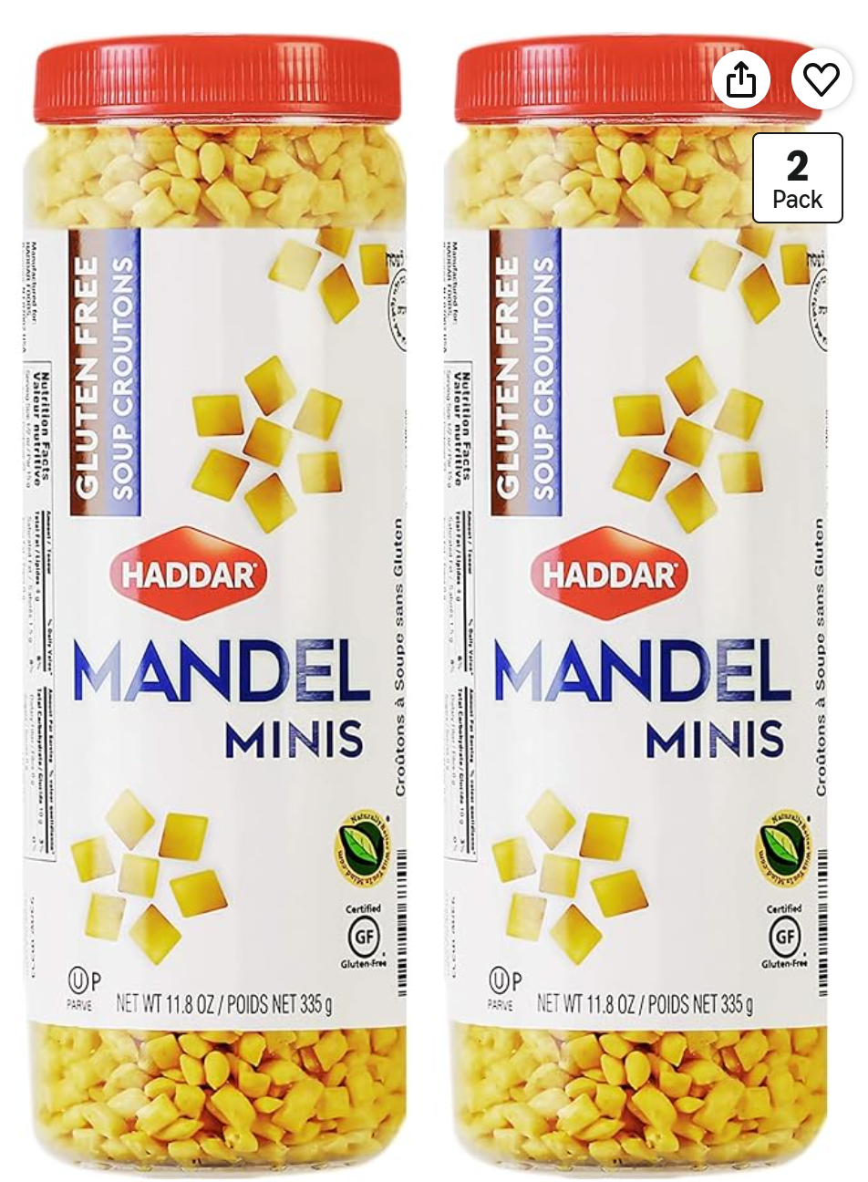 Haddar Gluten Free Soup Mandel Mini Croutons — kosher for Passover croutons