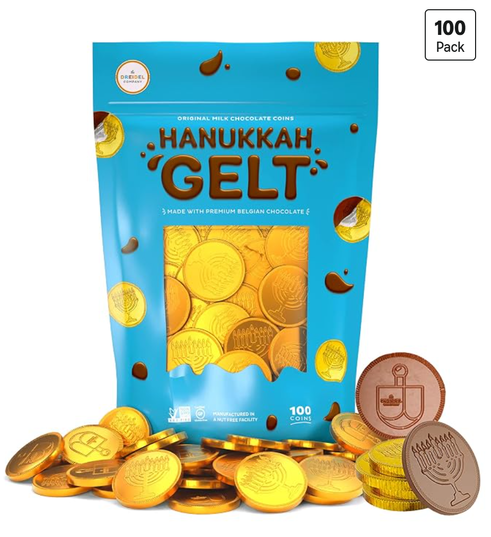 Hanukkah gelt chocolate coins from The Dreidel Company
