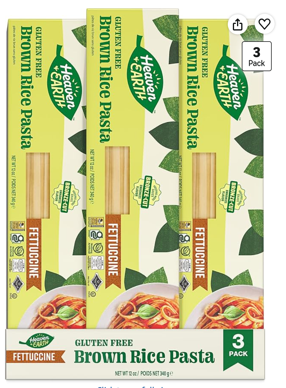 Heaven and Earth Gluten Free Brown Rice Pasta Fettuccine — kosher gluten-free noodles on Amazon