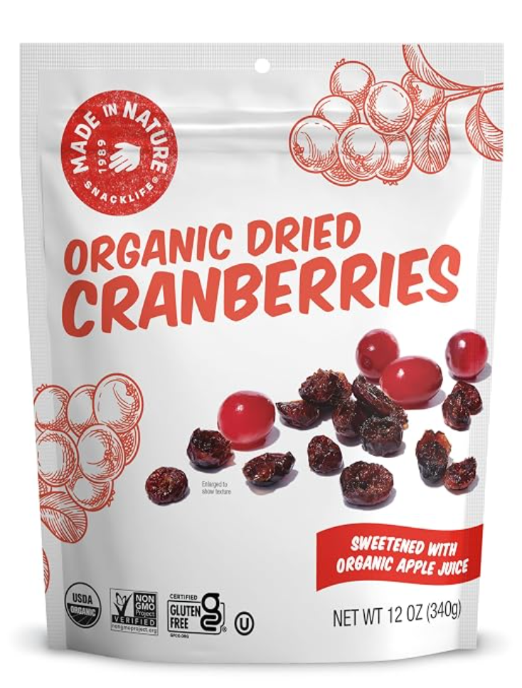 Made in Nature Organic Dried Cranberries — kosher dried fruit snack