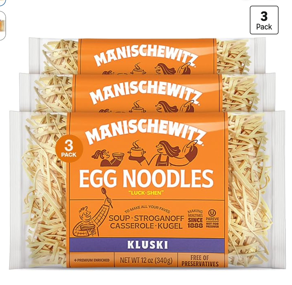Manischewitz Kluski Egg Noodles — kosher egg noodles on Amazon