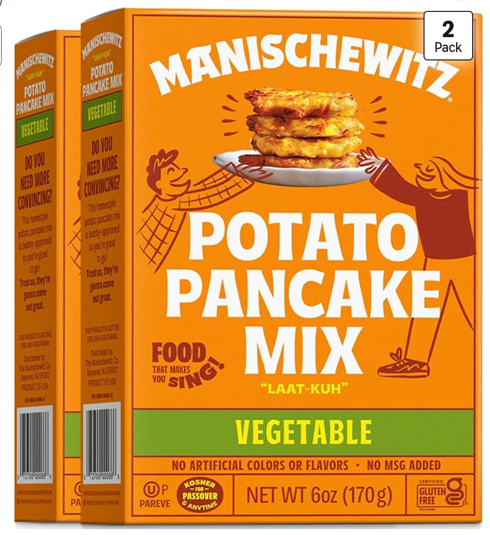 Manischewitz Vegetable Potato Pancake Mix — kosher potato pancake mix for Hanukkah