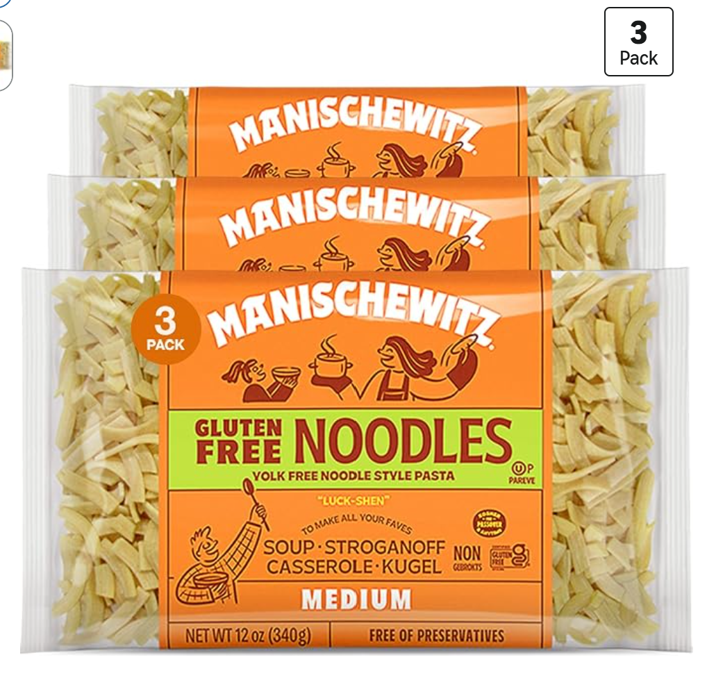 Manischewitz Gluten Free Medium Noodles — kosher gluten-free noodles on Amazon