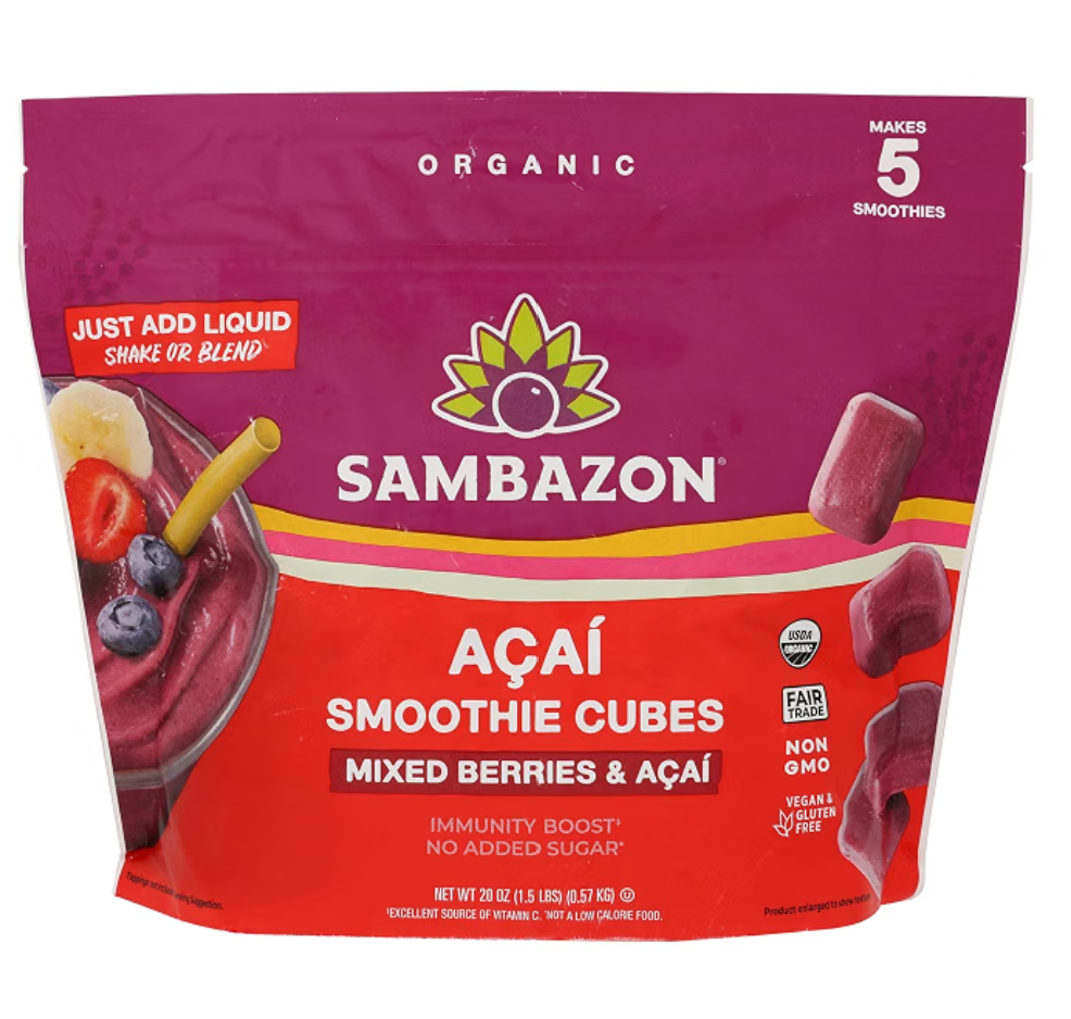 Sambazon Organic Mixed Berries Acai Blenderless Smoothie Cubes — kosher acai smoothie cubes