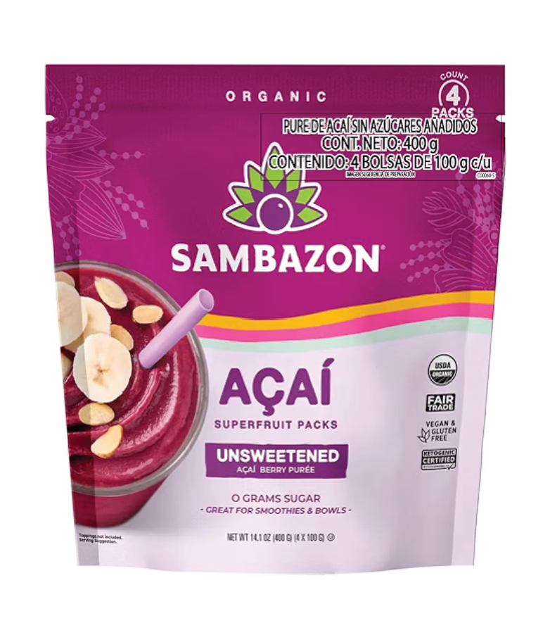 Sambazon Organic Pure Unsweetened Acai Pack — kosher acai puree, no added sugar