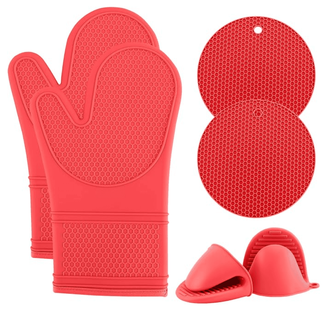 Red Oven Mitts — kosher-kitchen-ready for meat