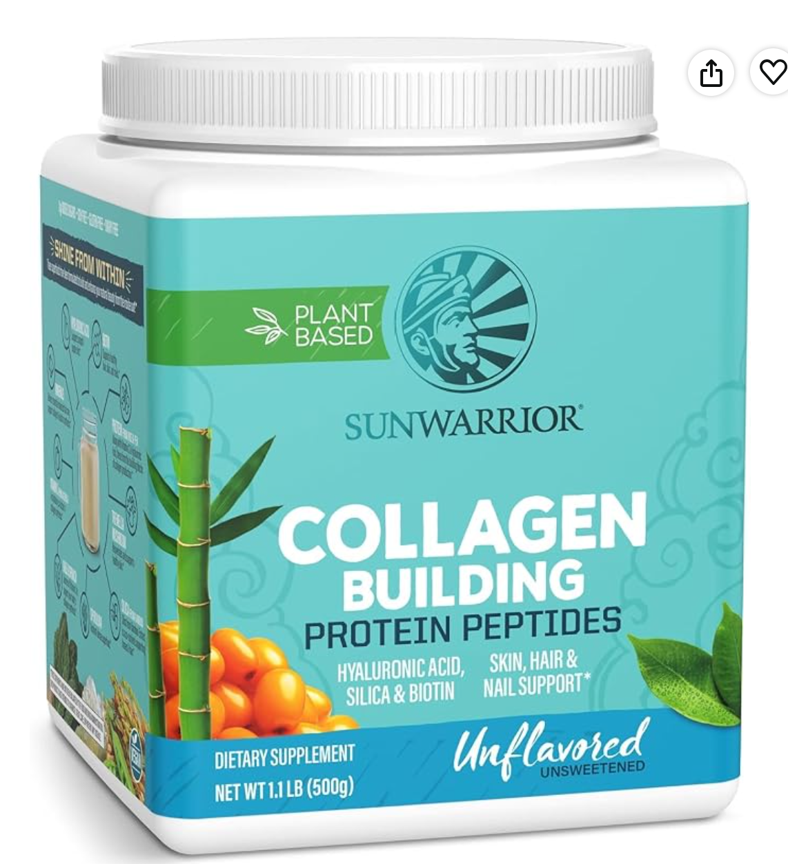 Sunwarrior Vegan Collagen Building Peptides with Biotin — kosher collagen powder on Amazon