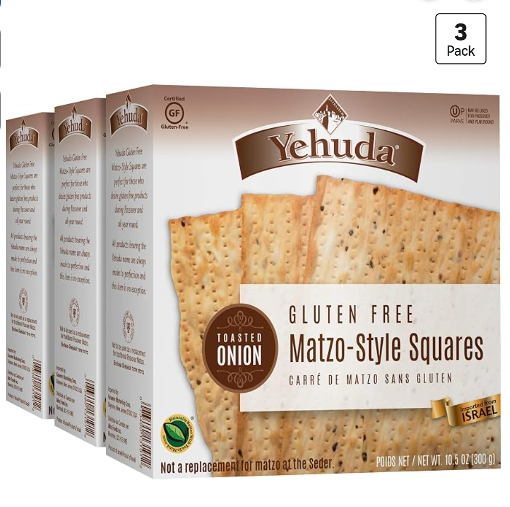 Yehuda Gluten-Free Matzo Squares Toasted Onion — kosher for Passover gluten-free matzah