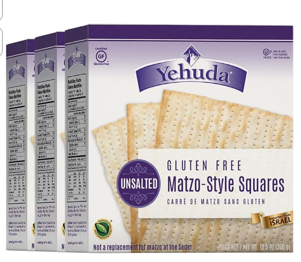 Yehuda Gluten-Free Unsalted Matzo Squares — kosher for Passover gluten-free matzah