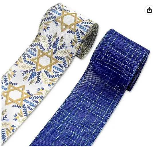 2 Rolls Happy Hanukkah Ribbons for Crafting — Hanukkah craft ribbon