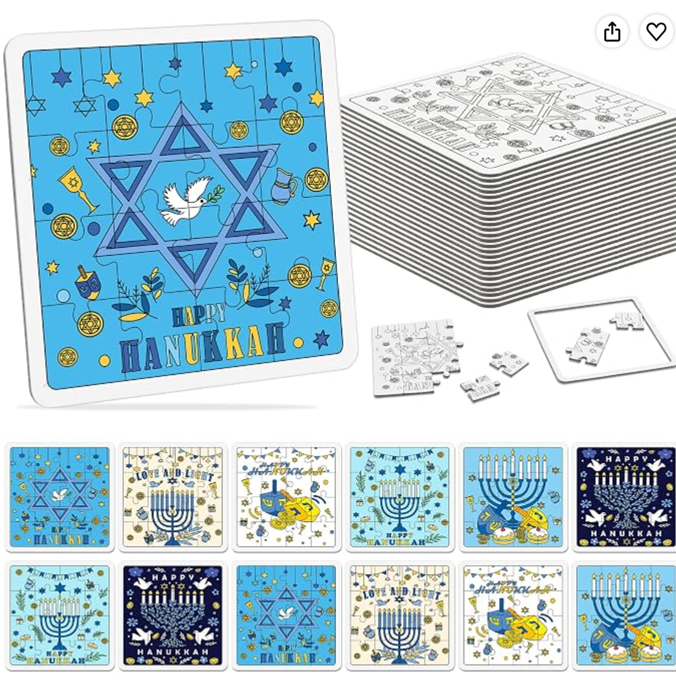 24-Piece Hanukkah Puzzle Crafts — Hanukkah craft puzzle set for kids