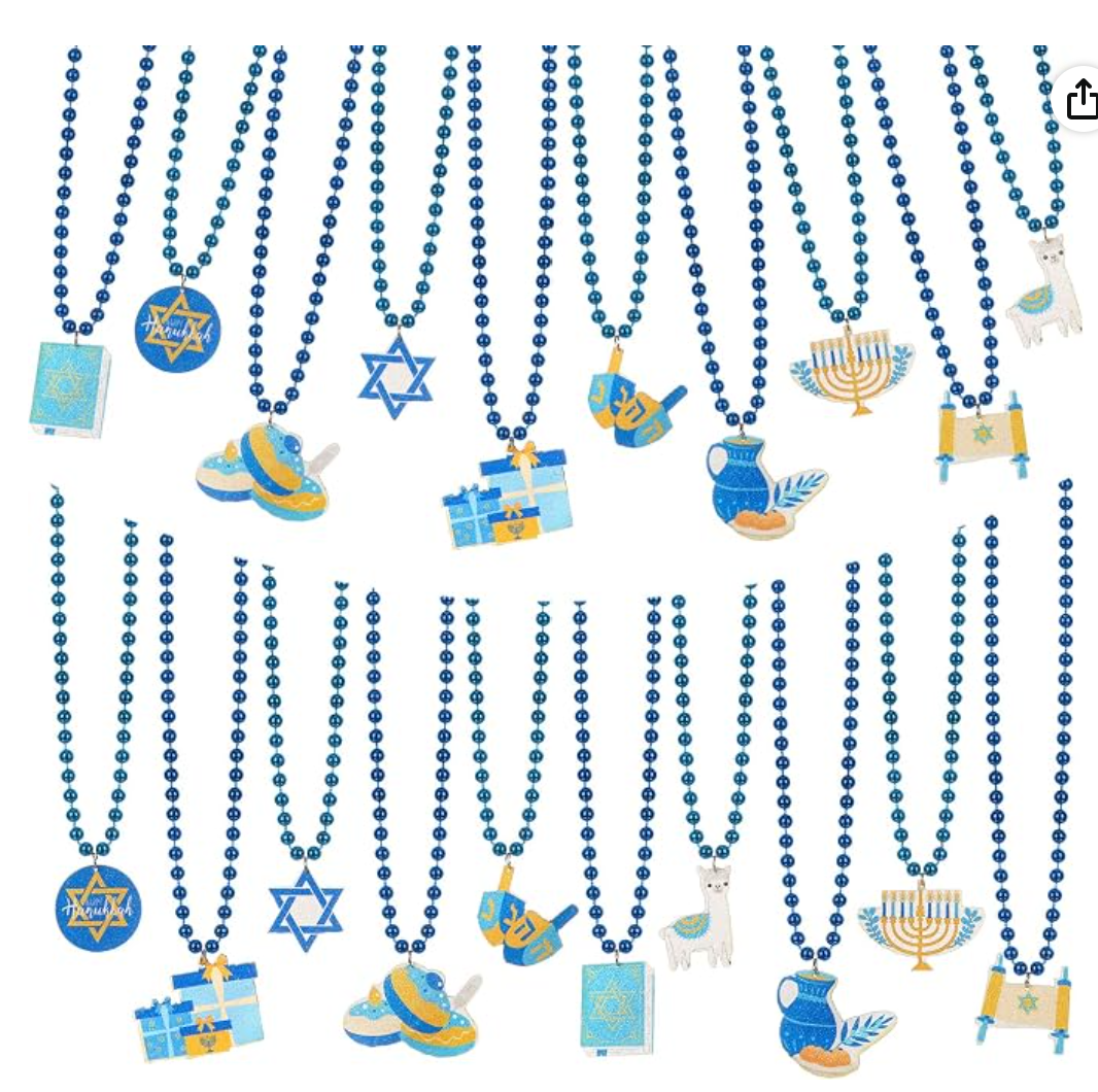 30-Piece Hanukkah Bead Necklaces — Hanukkah jewelry party favors