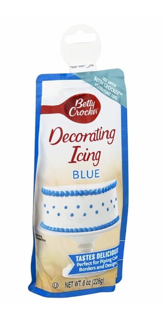 Betty Crocker Blue Decorating Icing Pouch — blue icing for a Hanukkah gingerbread house