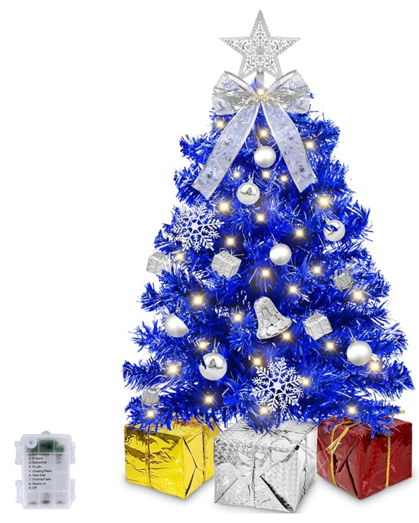 Blue Tabletop Hanukkah Bush — blue Hanukkah decoration