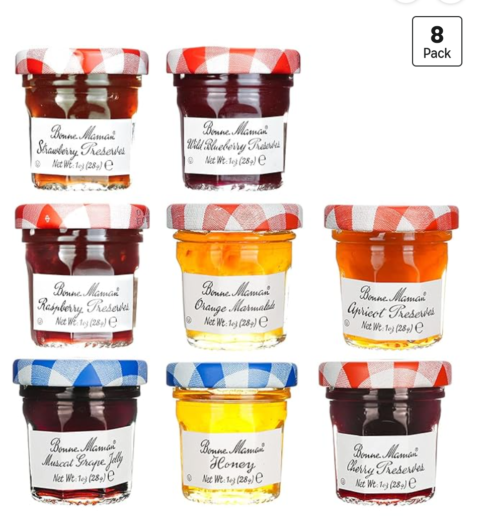 Bonne Maman Assorted Preserves Jams x 8 — jam variety pack for Hanukkah donuts