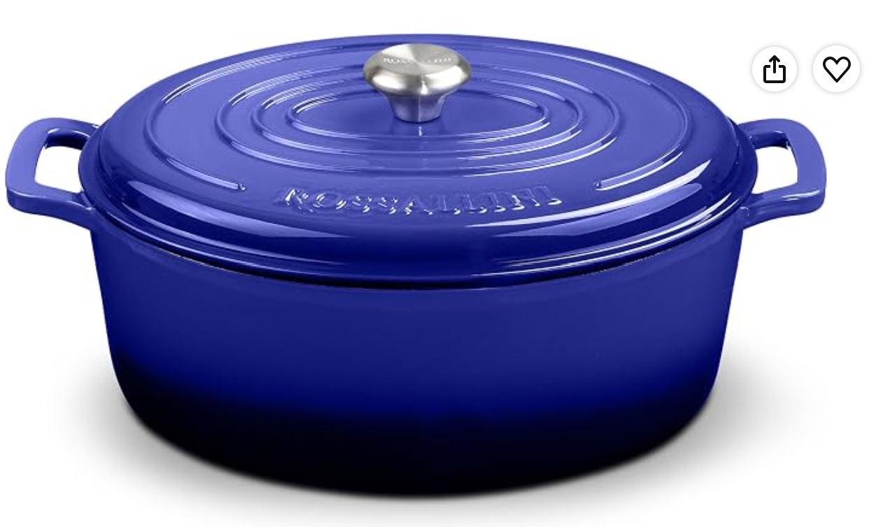 Cast Iron Oval Dutch Oven with Lid — pot for deep frying Hanukkah donuts
