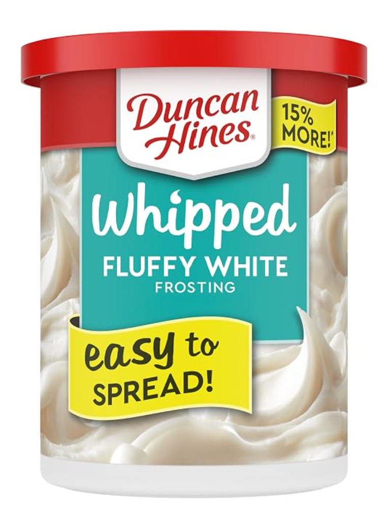 Duncan Hines Whipped Fluffy White Frosting — frosting for decorating a Hanukkah gingerbread house