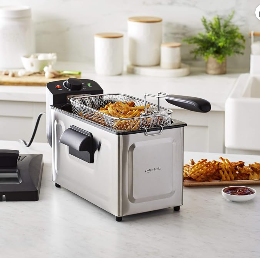 Electric deep fryer with adjustable temperature control for Hanukkah latkes and donuts