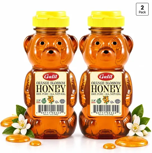 Galil Pure Orange Blossom Honey Bear — kosher honey for Passover