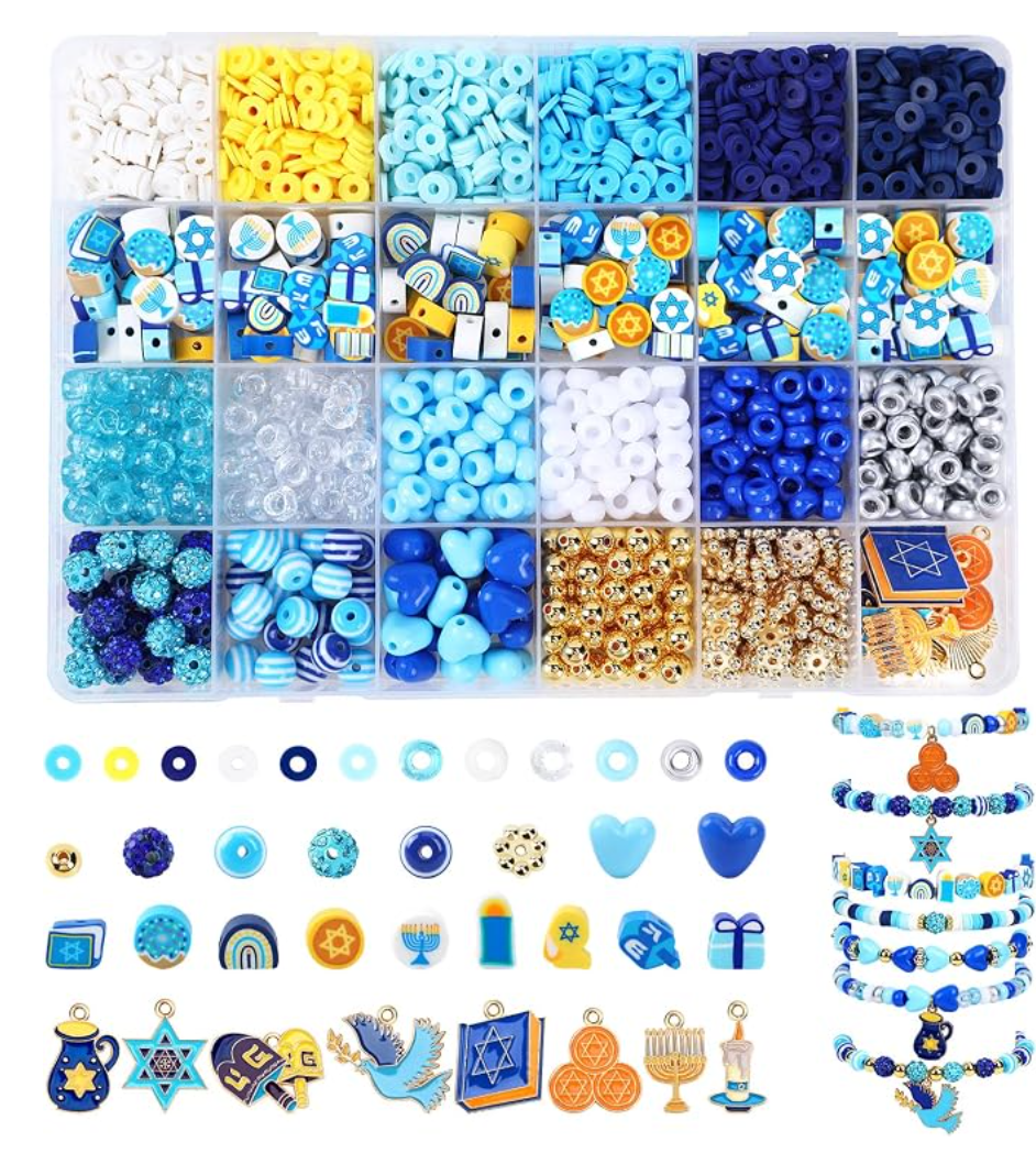 Hanukkah Beads for Bracelets in blue and white — Hanukkah craft beads