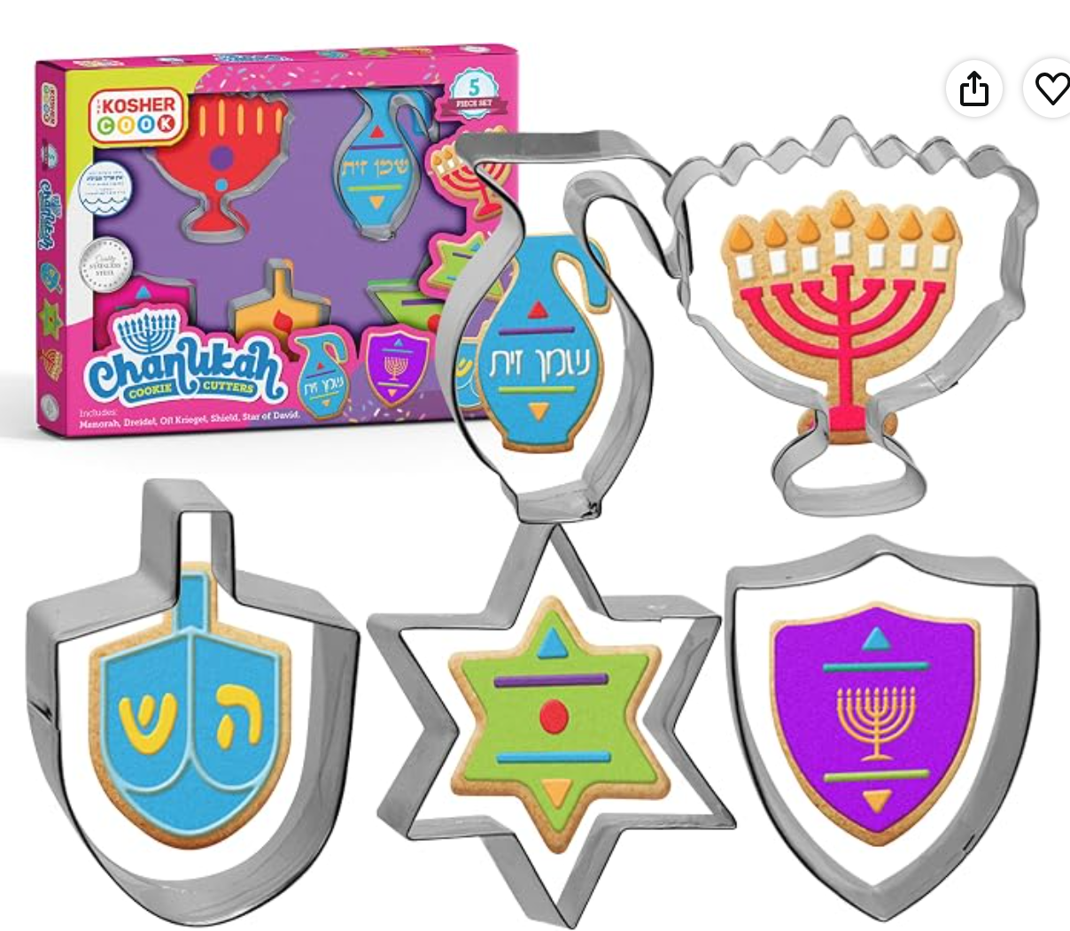 Stainless Steel Chanukah Cookie Cutters — cutters for Hanukkah baking