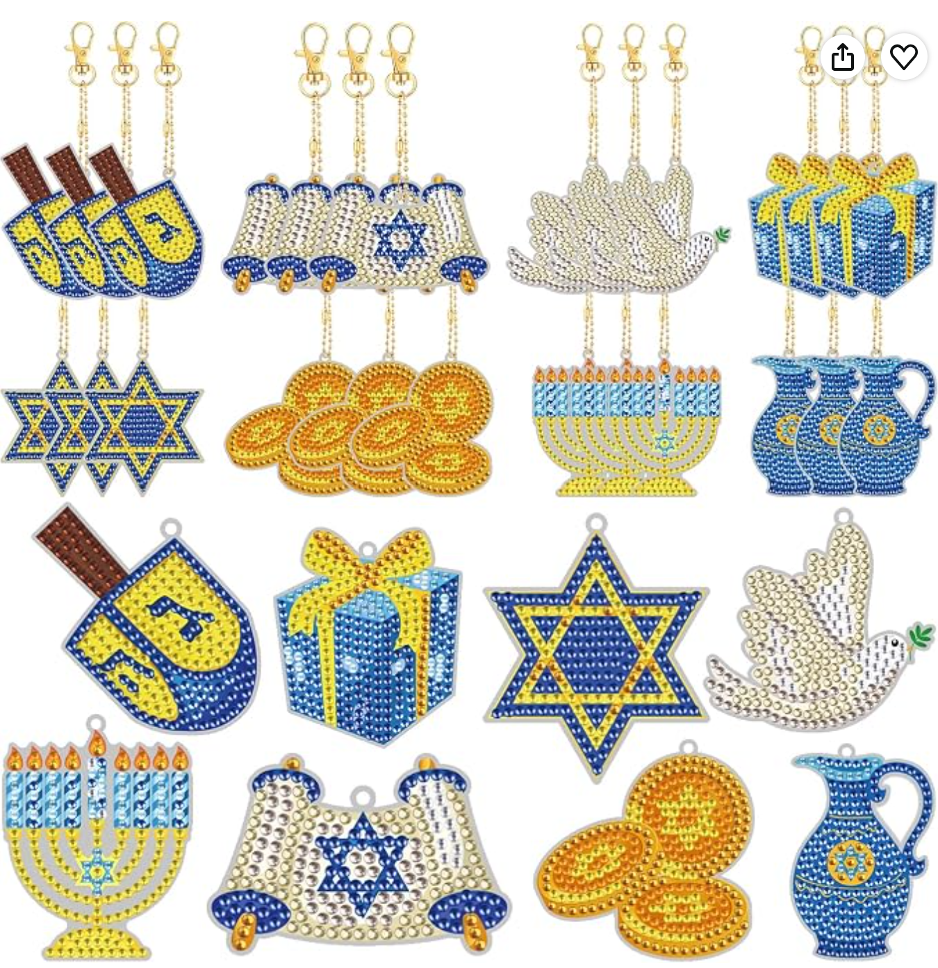 Hanukkah Diamond Painting Keychain Kits — Hanukkah craft party favors