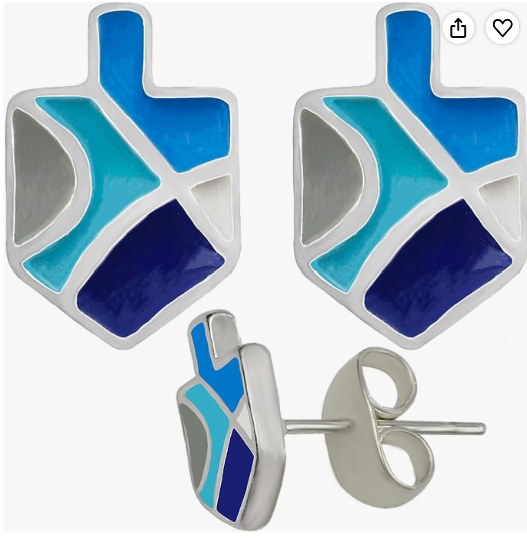Hanukkah Handpainted Enamel Stud Earrings — Hanukkah stud earrings