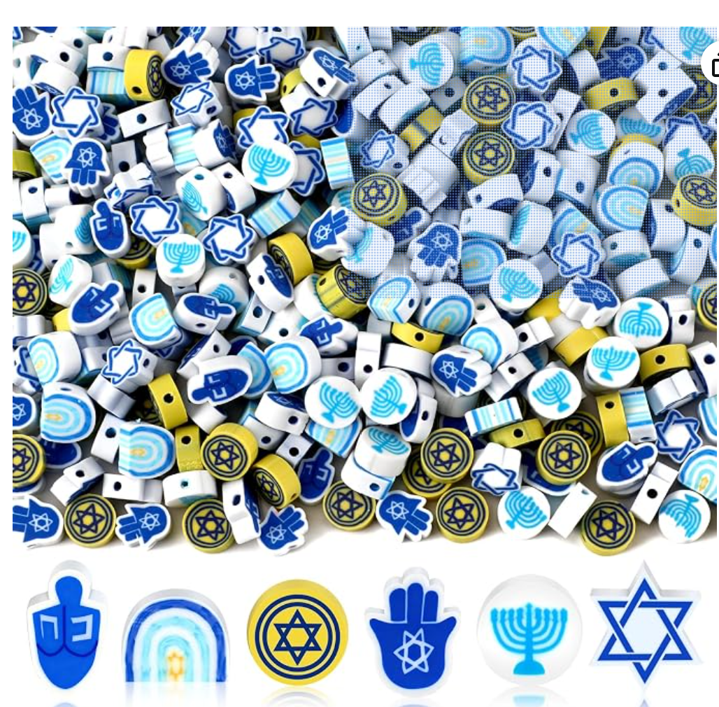 Hanukkah Polymer Clay Beads for Jewelry Making — Hanukkah beads for kids