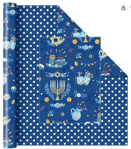 33 ft Star Hanukkah Wrapping Paper roll — Hanukkah gift wrap