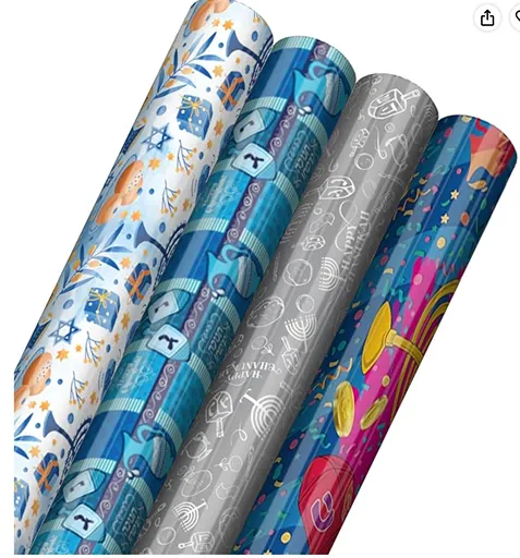 Hanukkah Wrapping Paper 4-Pack Variety Metallic Gift — Hanukkah wrapping paper