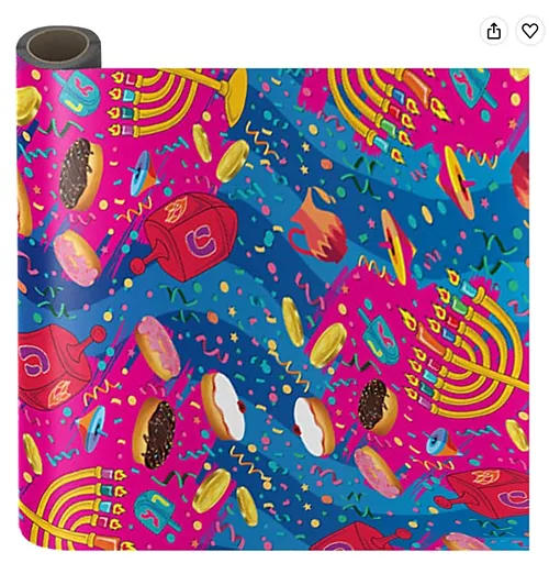 Multicolor Hanukkah Wrapping Paper — bright Hanukkah gift wrap for kids