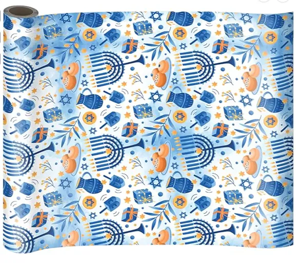 Hanukkah Wrapping Paper with Hanukkiah — Hanukkah gift wrap