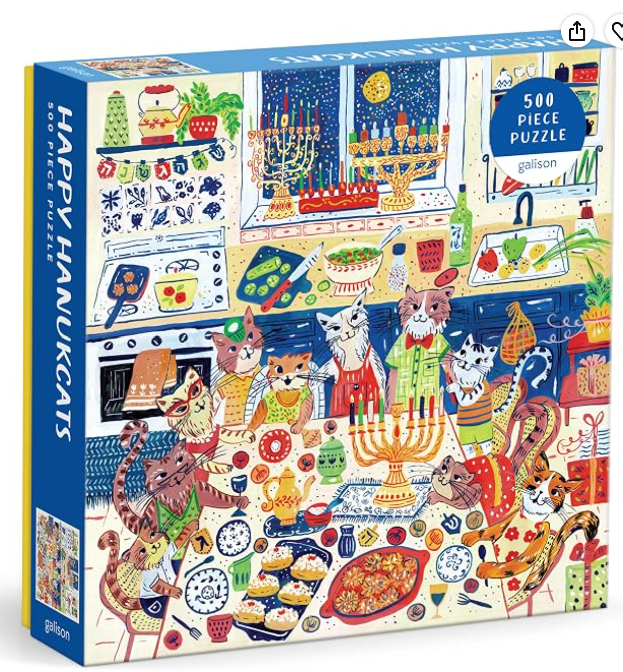 Happy Hanukcats 500-Piece Jigsaw Puzzle — Hanukkah puzzle for families