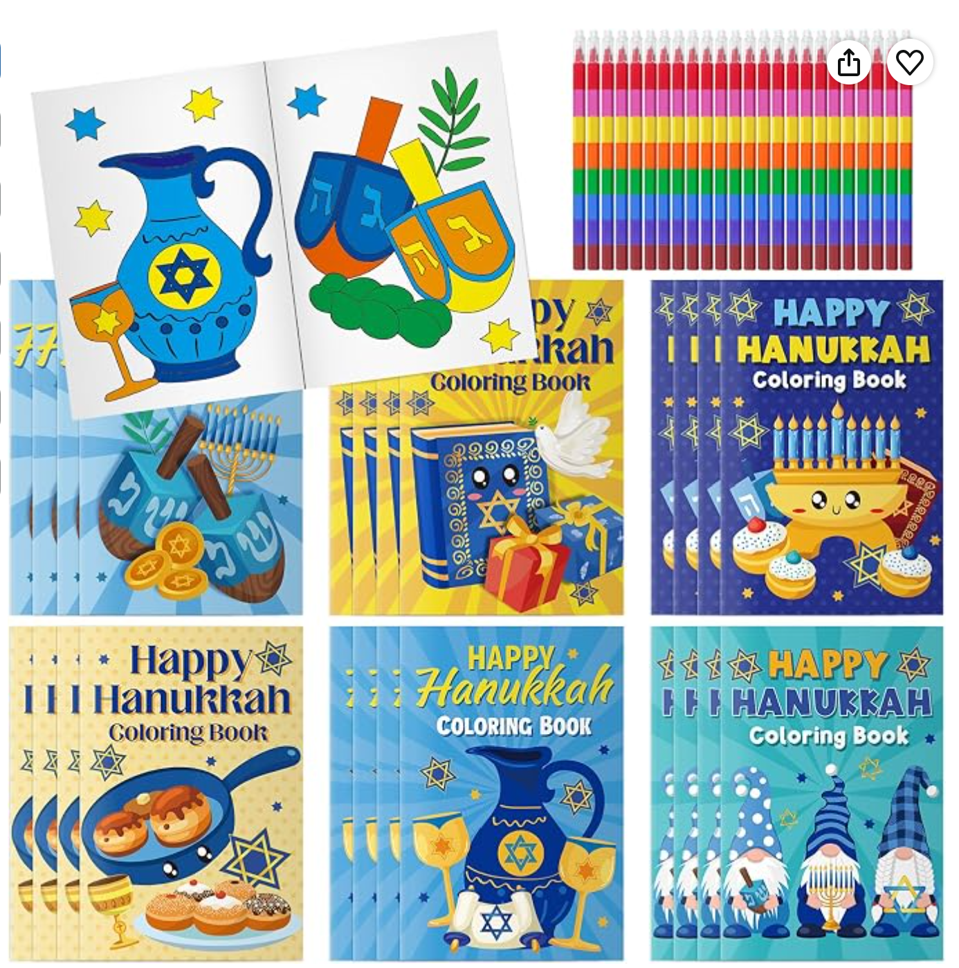 Happy Hanukkah Coloring Books x 6 — Hanukkah coloring books for kids
