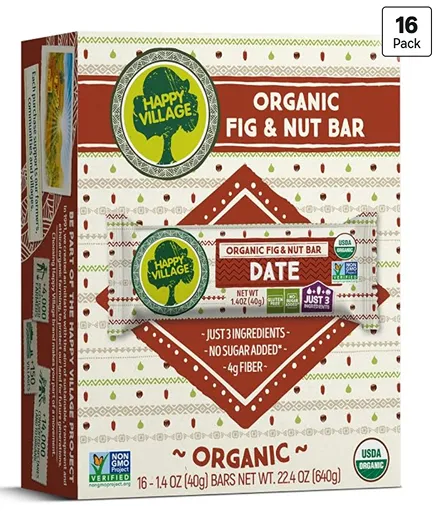 Happy Village Organic Fig Nut Bars — kosher date and fig snack bars