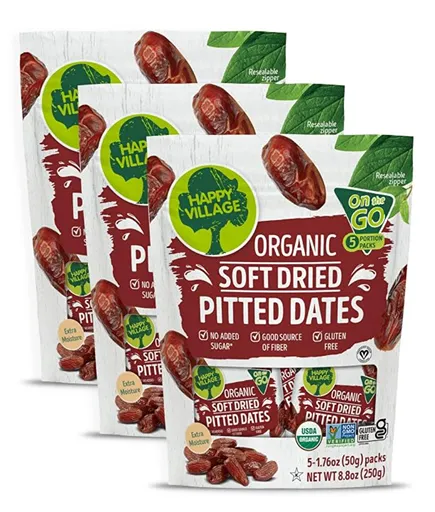 Happy Village Organic Soft Dried Pitted Dates — kosher organic dates