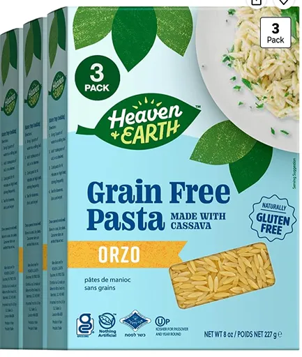 Heaven & Earth Grain-Free Cassava Orzo — kosher for Passover pasta
