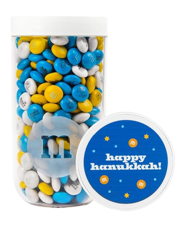 M&M'S Hanukkah Milk Chocolate Gift Jar — kosher chocolate candy gift for Hanukkah