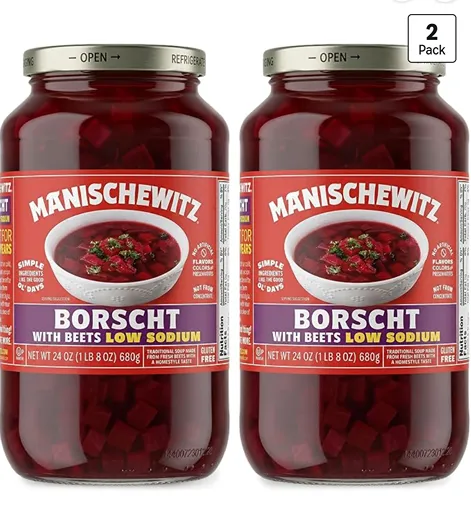 Manischewitz Low Sodium Borscht Soup — kosher ready-to-serve soup