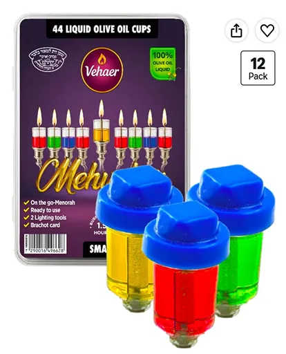 Menorah Oil Cups — cups for Hanukkah oil candles
