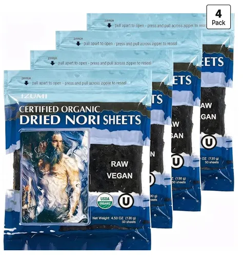 Raw Organic Nori 200 Sheets Pack — nori sheets for homemade sushi rolls